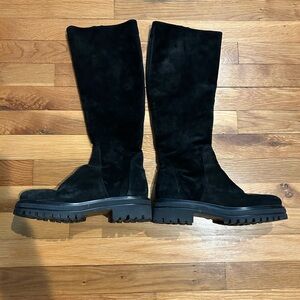 Women's Italian Made Black Heeled Suede Boots